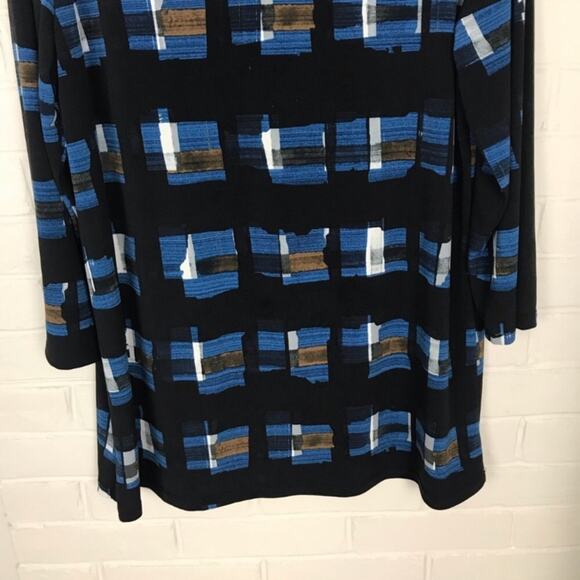 Clara Sun Woo Abstract Print Grid Stretch Knit Top Size S - Picture 4 of 8